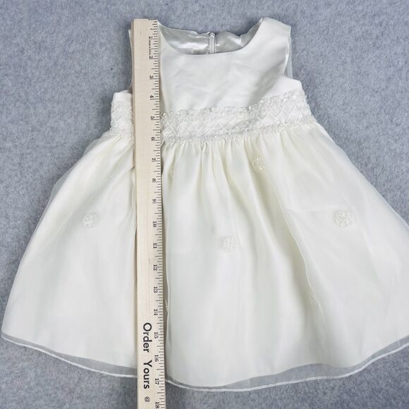 Cinderella Baby Dress 18M White Floral Embroidered Organza Special Occasion Gown - Picture 10 of 14